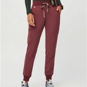Women's Figs Tall High Waisted Zamora Scrub Pants - Dark Cherry